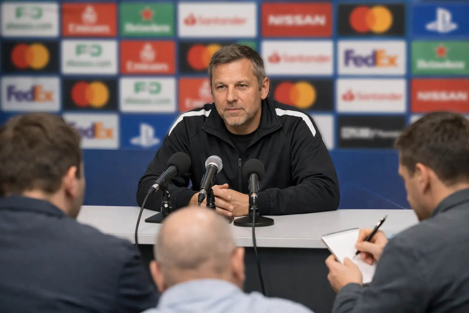 Trainer bei einer Pressekonferenz vor dem Spiel