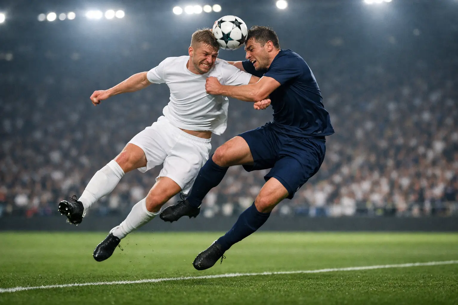 Zweikampf zweier Spieler bei einem Champions-League-Spiel
