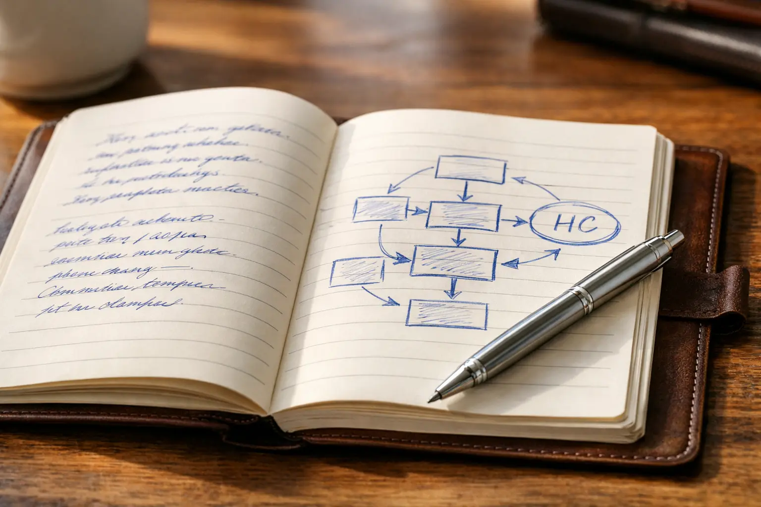 Aufgeschlagenes Notizbuch mit handschriftlicher Wettstrategie und Stift